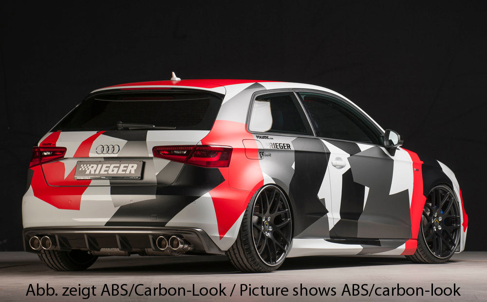 Rieger 00056787 Audi 8V A3 Rear Diffuser for Twin Tailpipe Left & Right -  Matte Black