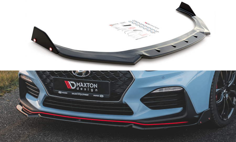 Maxton Design HY-I30-3-N-FD6T+FSF Front Splitter + Flaps V.6 Hyundai I30N MK3 Hatchback / Fastback | Duco Car Parts UK Car Parts
