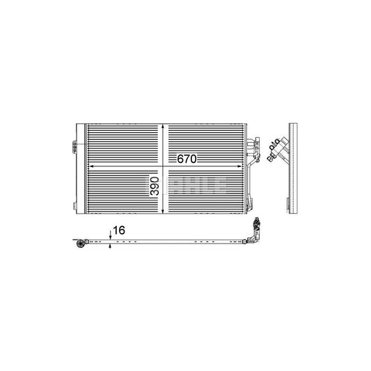MAHLE ORIGINAL AC 761 000P Air conditioning condenser with dryer, with pressure switch