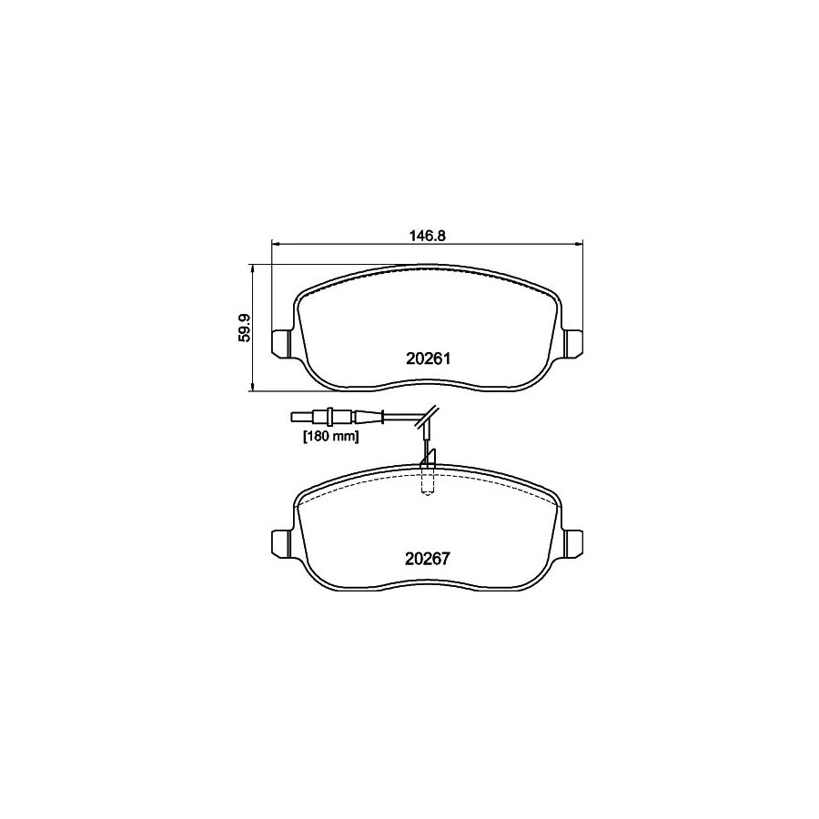 Hella 8DB 355 010 501 Brake Pad Set With Integrated Wear Warning Contact With Brake Caliper Screws