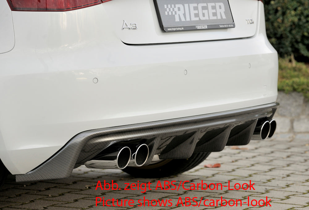 Rieger 00056787 Audi 8V A3 Rear Diffuser for Twin Tailpipe Left & Right -  Matte Black