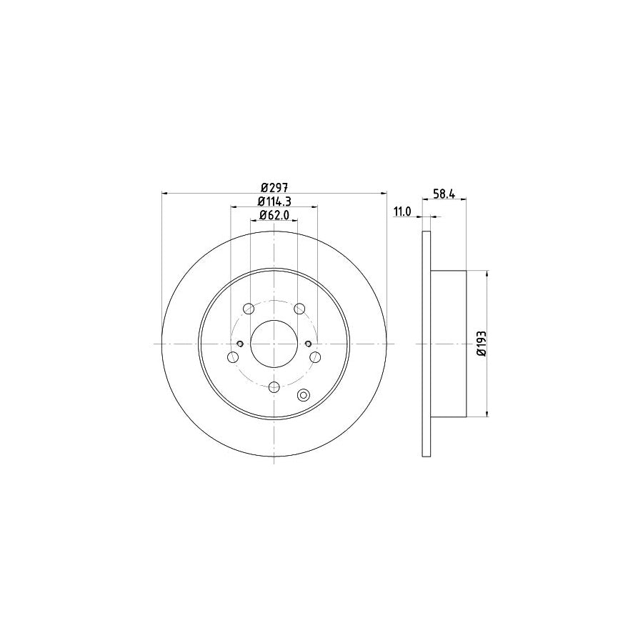 HELLA 8DD 355 116 811 Brake Disc for TOYOTA Verso AR20 Solid without wheel hub without wheel studs