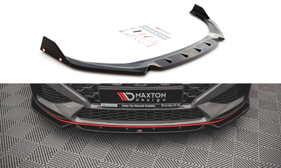 Maxton Design HY-I30-3F-N-FD1T+FSF Front Splitter + Flaps V.1 Hyundai I30N MK3 Facelift Hatchback / Fastback | Duco Car Parts UK Car Parts