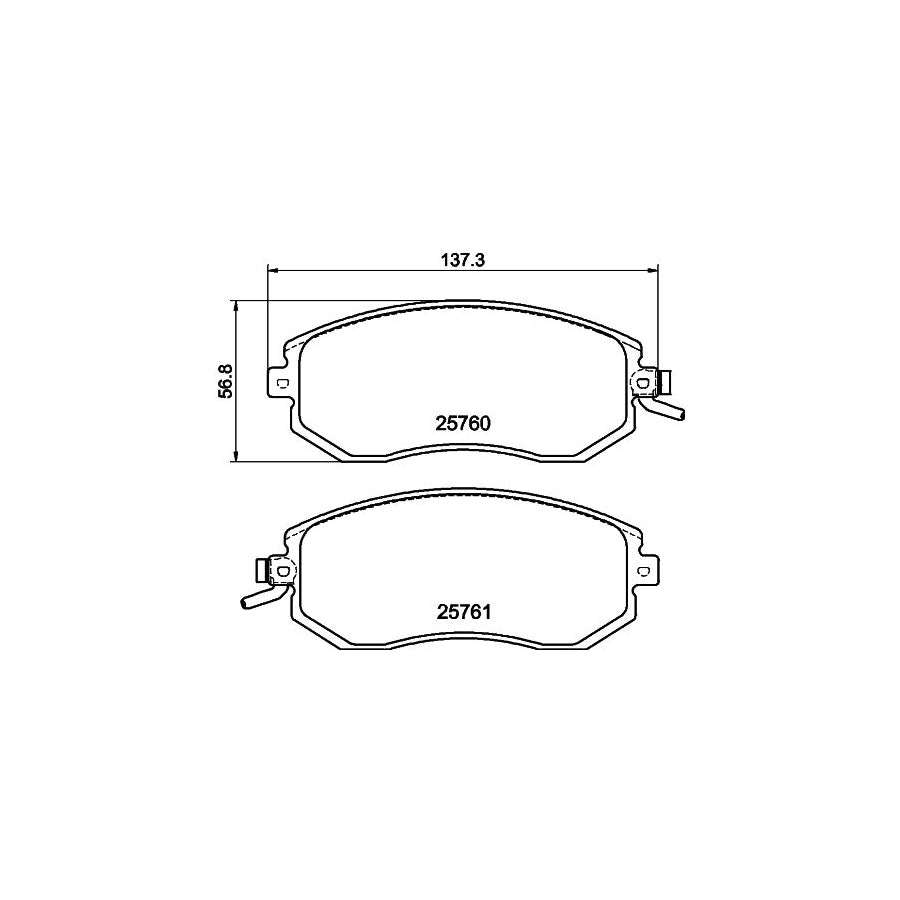 Hella 8DB 355 020 891 Brake Pad Set With Acoustic Wear Warning With Accessories