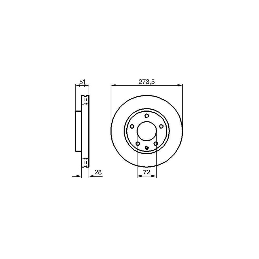 BOSCH 0 986 479 016 Brake Disc Internally Vented Vented Oiled