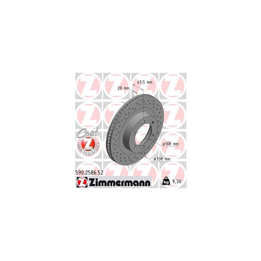 ZIMmERMANN SPORT COAT Z 590 2586 52 Brake Disc Internally Vented Perforated Coated