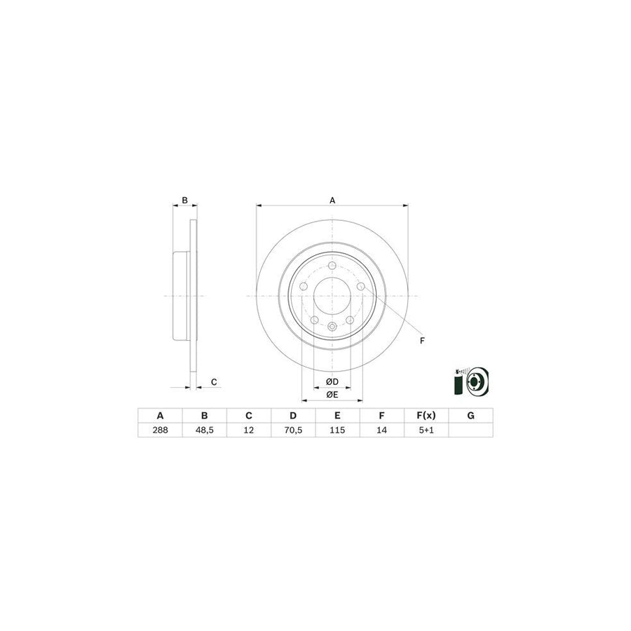 BOSCH 0 986 479 F83 Brake Disc Solid Coated