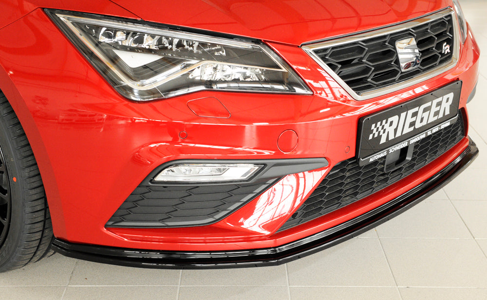 Rieger 00088131 SEAT 5F Front Splitter (Leon FR & Leon Cupra) - Glossy Black
