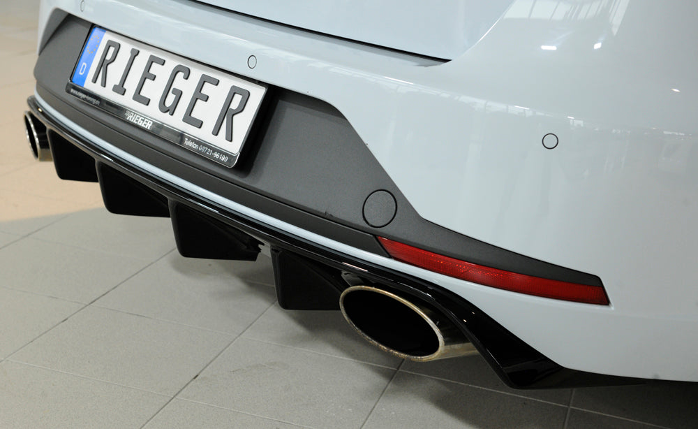 Rieger 00088130 SEAT 5F Leon Cupra Rear Diffuser for Original Tailpipe Left & RIght - Glossy Black