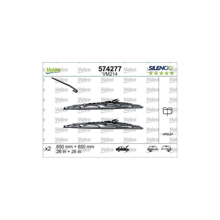 Valeo Silencio Conventional Set, Silencio Performance 574292 Wiper Blade For VW Polo | Duco Car Parts UK Car Parts