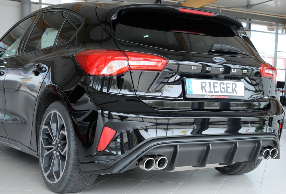 Rieger 00034205 Ford DEH Focus 4 Rear Diffuser for Twin Tailpipe Left & Right (Inc. Focus 4 ST) -  Matte Black