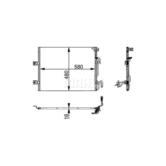MAHLE ORIGINAL AC 364 000P Air conditioning condenser suitable for MERCEDES-BENZ S-Class with oil cooler, without dryer