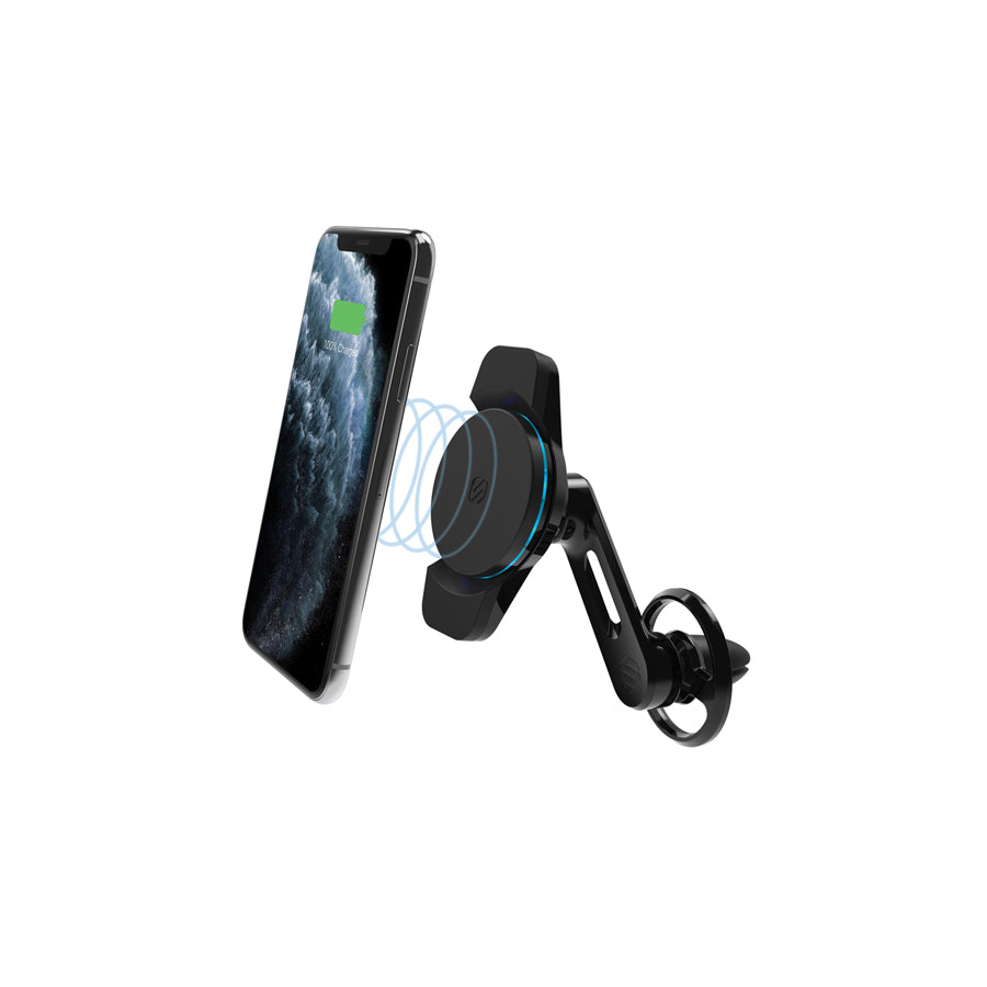 SCOSCHE MagicMount, Charge3, FreeFlow Vent 8083 Car phone holder with ball joint, with wireless charger, air vent, Magnetic, with USB plug (type C), universal 360?