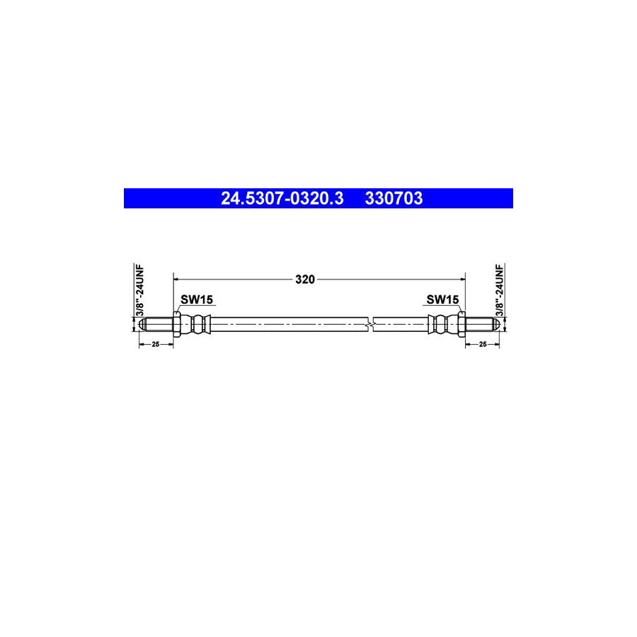 ATE 24 5307 0320 3 Brake Hose 320Mm