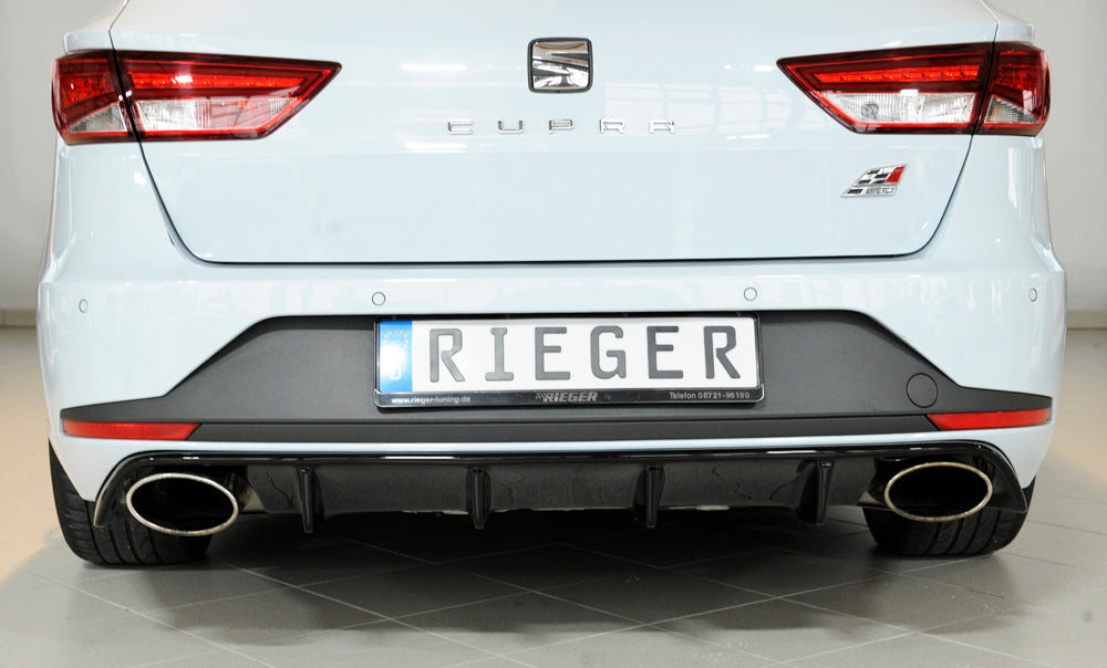 Rieger 00088130 SEAT 5F Leon Cupra Rear Diffuser for Original Tailpipe Left & RIght - Glossy Black