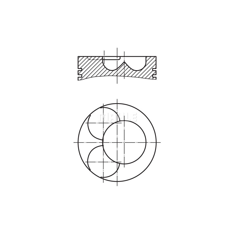 MAHLE ORIGINAL 028 06 01 Piston 81,26 mm, at steering cylinder, Axle stop on frame, with cooling duct, with piston ring carrier