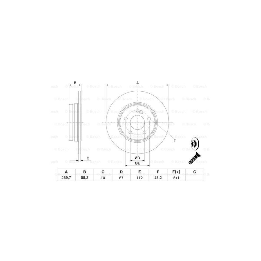 BOSCH 0 986 478 626 Brake Disc Solid Oiled High carbon with bolts screws