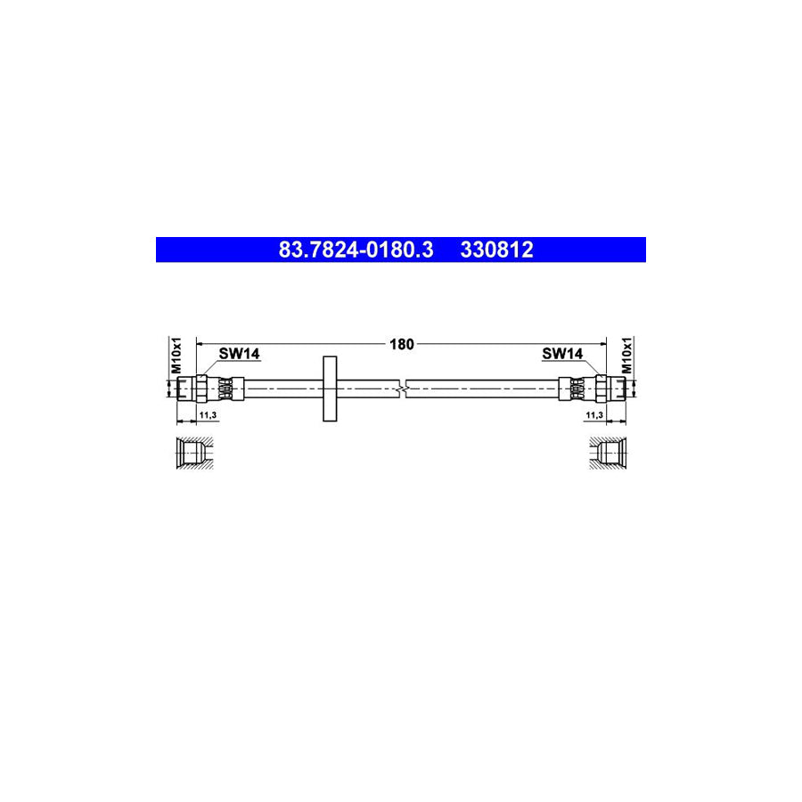 ATE 83 7824 0180 3 Brake Hose 180Mm
