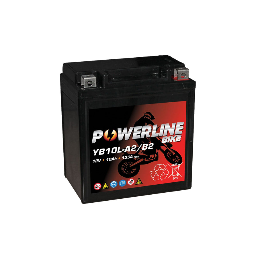 Powerline YB10L-A2 AGM Motorcycle Battery 12V 10Ah YB10LA2