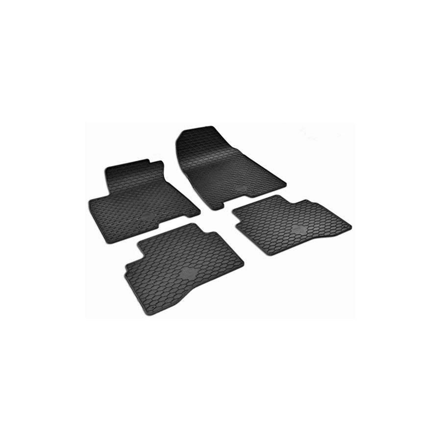 WALSER RubberLine 50878 Floor mat set Elastomer, Front and Rear, Quantity: 4, Black