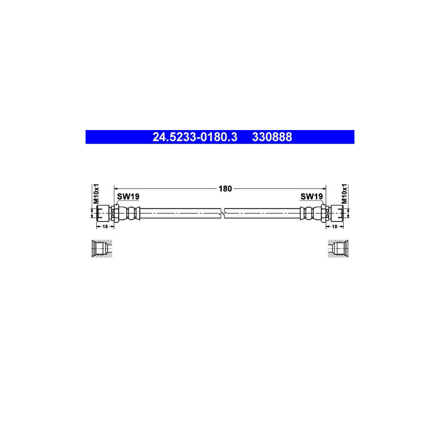 ATE 24 5233 0180 3 Brake Hose 180Mm