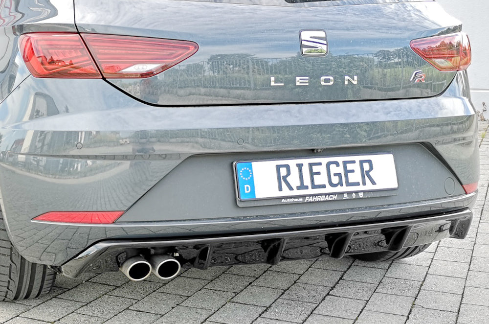Rieger 00088132 SEAT 5F Leon FR Rear Diffuser for Twin Tailpipe Left - Glossy Black