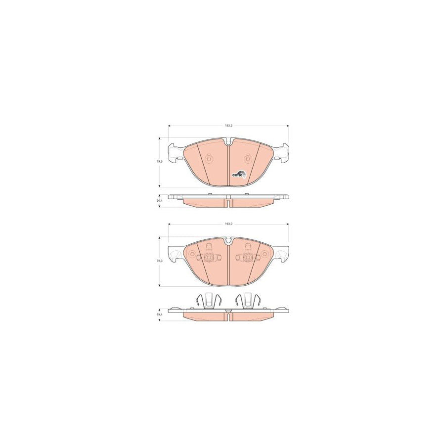 TRW Cotec Gdb1728 Brake Pad Set Prepared For Wear Indicator
