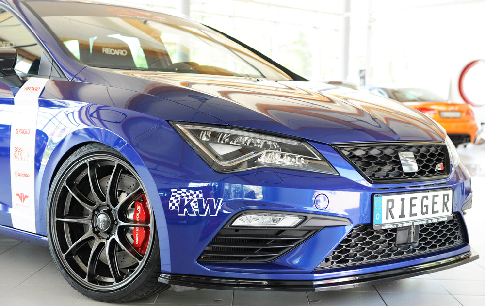 Rieger 00088131 SEAT 5F Front Splitter (Leon FR & Leon Cupra) - Glossy Black