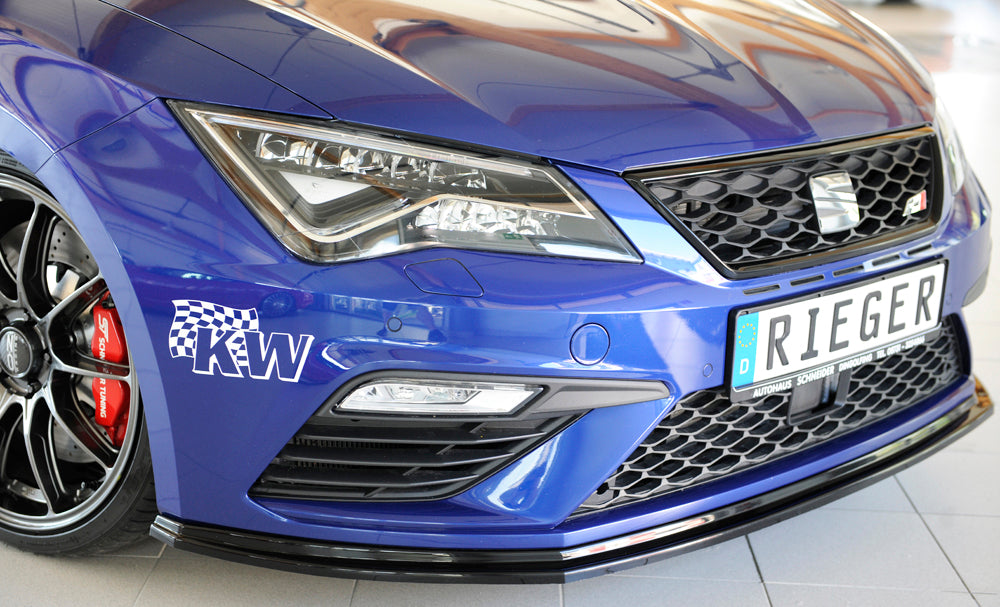 Rieger 00088131 SEAT 5F Front Splitter (Leon FR & Leon Cupra) - Glossy Black