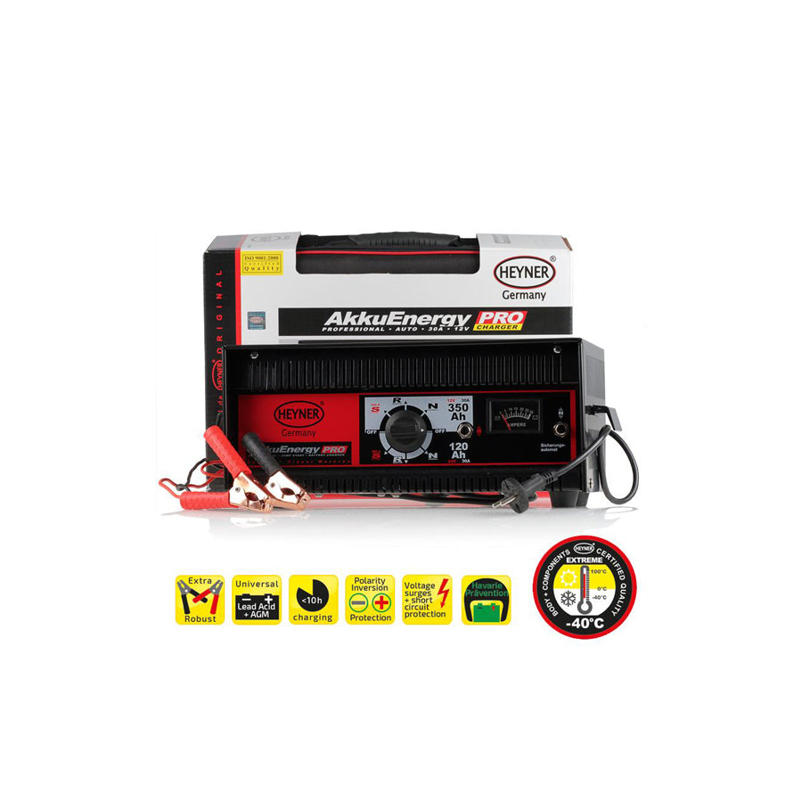 HEYNER AkkuEnergy Pro 933080 Battery Charger with jump starter, 30A, 12, 24V, 30-350Ah