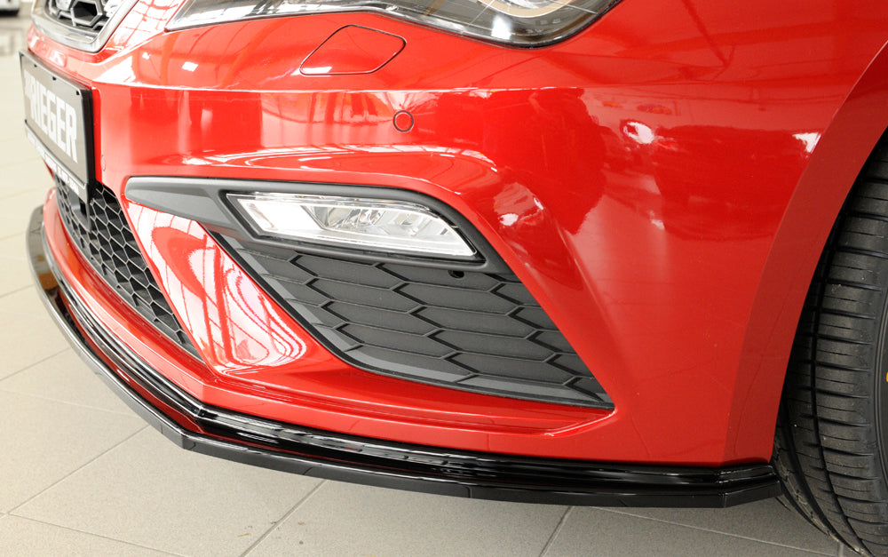 Rieger 00088131 SEAT 5F Front Splitter (Leon FR & Leon Cupra) - Glossy Black