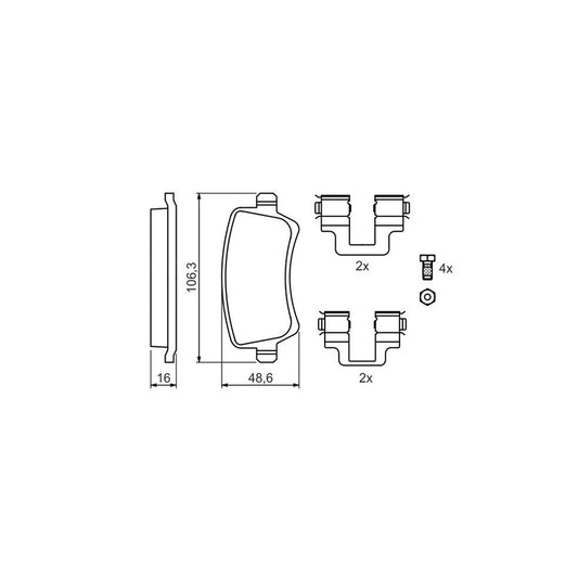 Bosch 0986494175 Brake Pad Set With Bolts Screws With Mounting Manual With Accessories BP1086