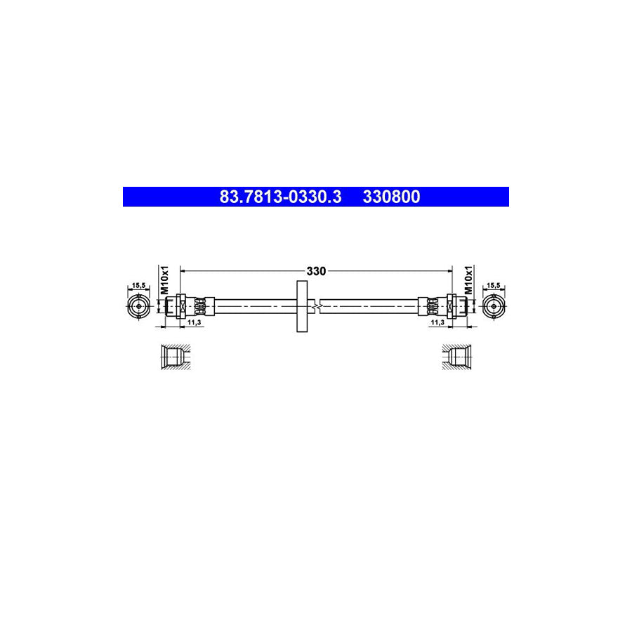 ATE 83 7813 0330 3 Brake Hose 330Mm