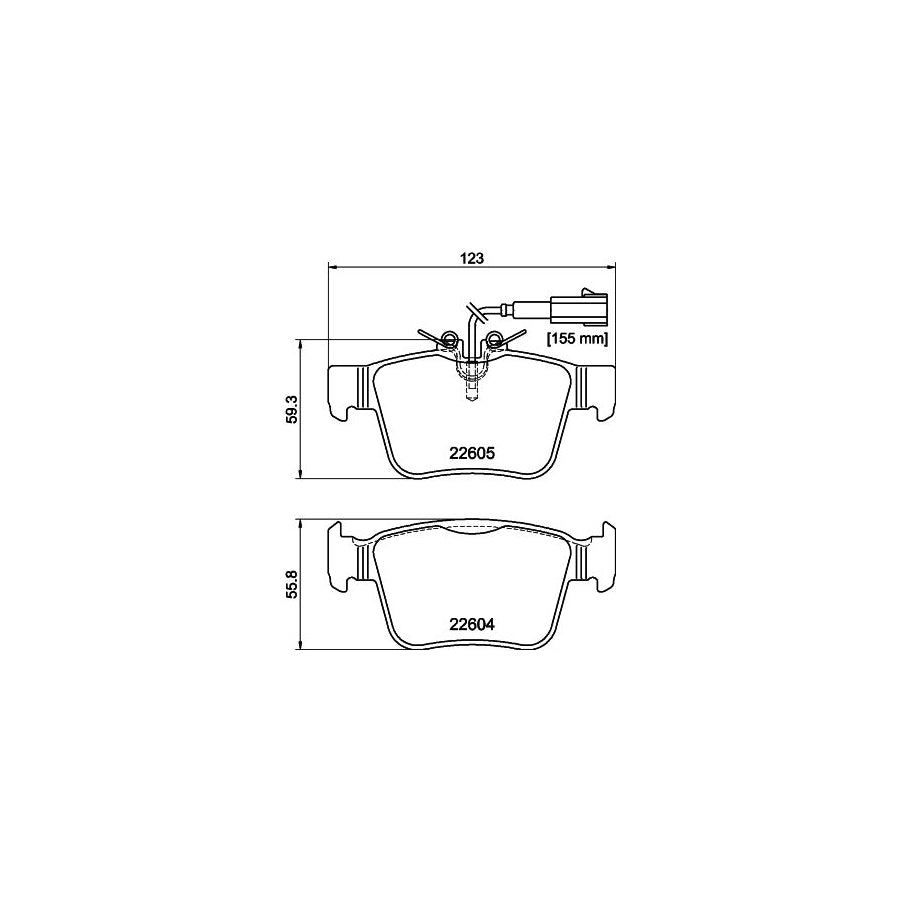 Hella 8DB 355 025 881 Brake Pad Set With Integrated Wear Warning Contact