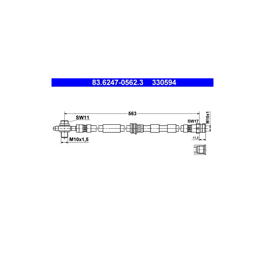 ATE 83 6247 0562 3 Brake Hose 560Mm M10X1 