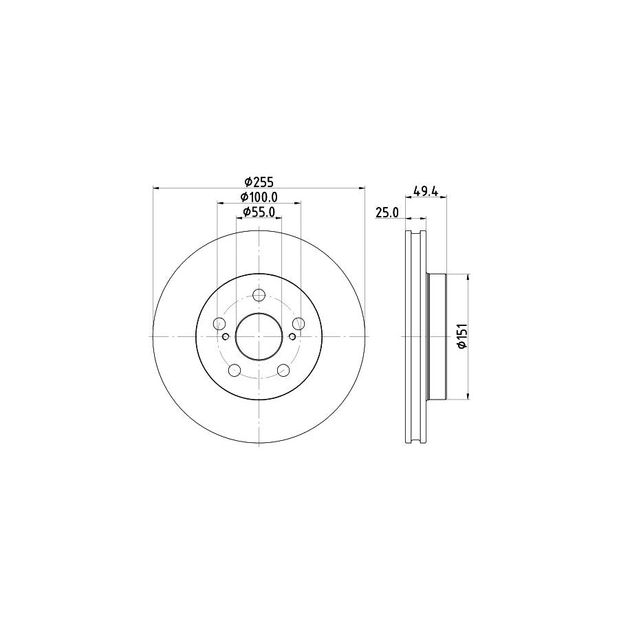 HELLA 8DD 355 131 911 Brake Disc for TOYOTA PRIUS Internally Vented Coated without wheel hub without wheel studs