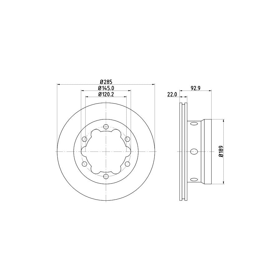 HELLA PRO 8DD 355 105 811 Brake Disc Internally Vented Coated without wheel hub without wheel studs