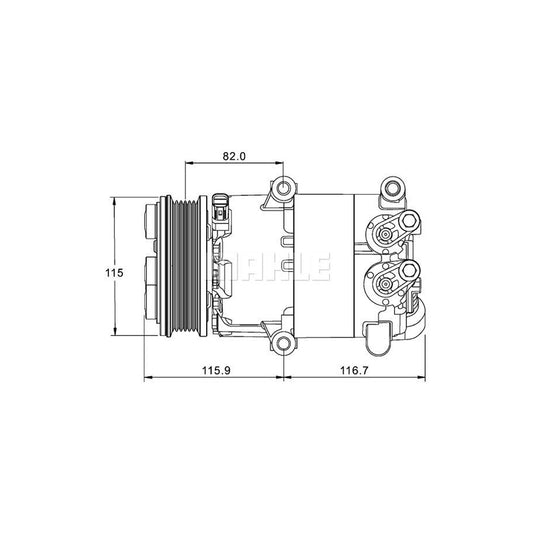 MAHLE ORIGINAL ACP 1332 000P Compressor, air conditioning for FORD MONDEO PAG 46 YF, Refrigerant: R 1234yf, R 134a, with seal ring, without oil drain plug
