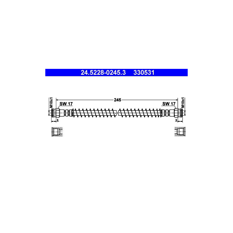 ATE 24 5228 0245 3 Brake Hose 245Mm