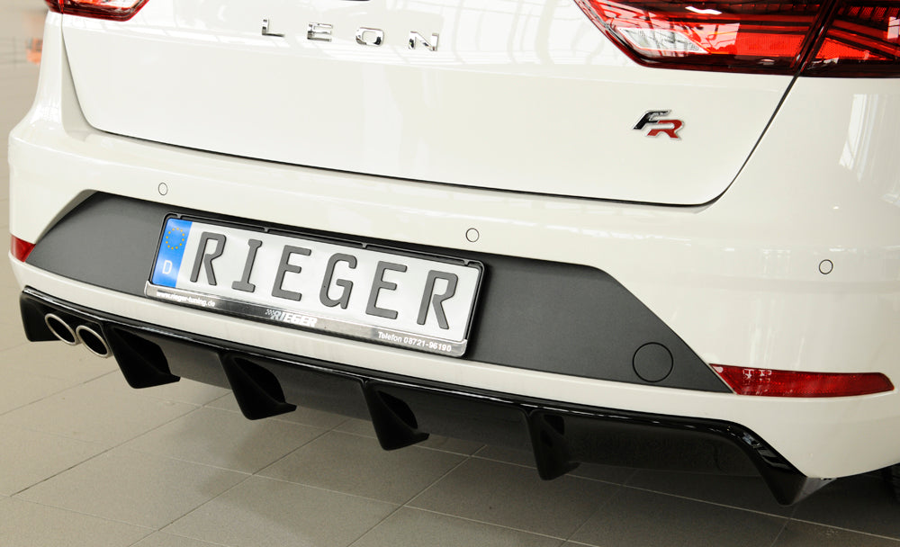 Rieger 00088134 SEAT 5F Leon FR Rear Diffuser for Twin Tailpipe Left - Glossy Black