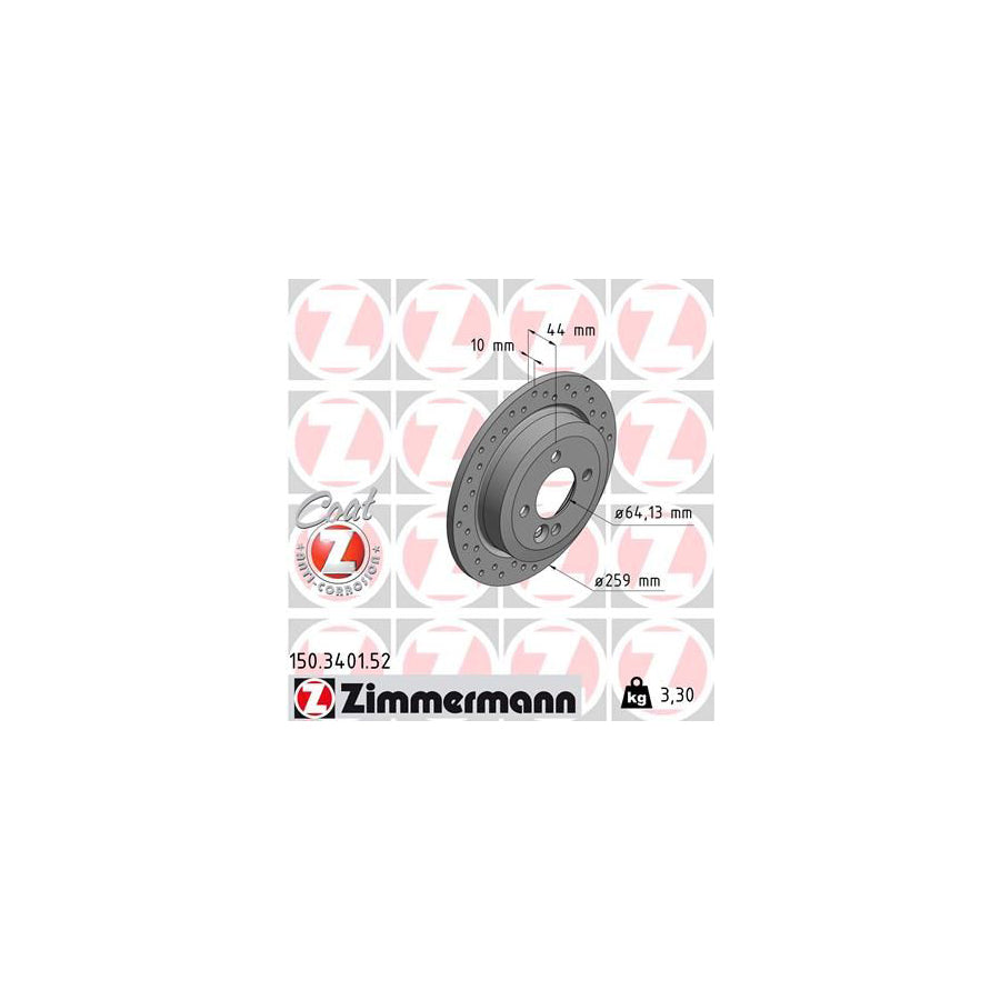 ZIMmERMANN SPORT COAT Z 150 3401 52 Brake Disc Perforated Solid Coated High carbon