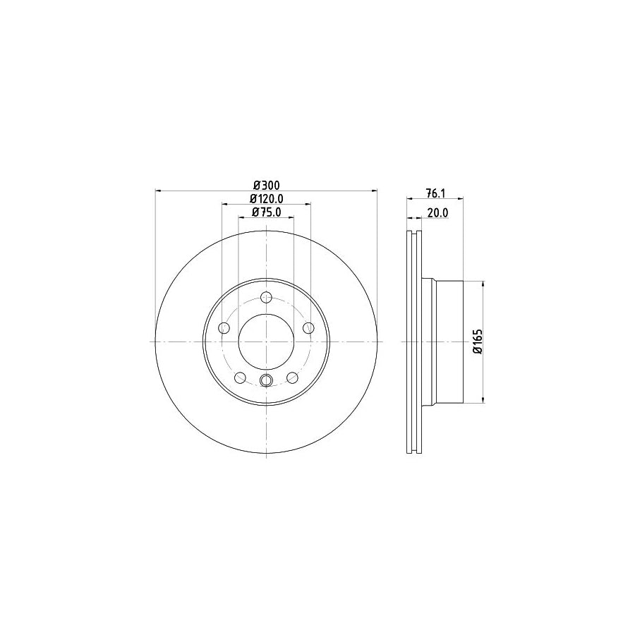 HELLA 8DD 355 120 901 Brake Disc for BMW 1 Series Internally Vented Coated without wheel hub without wheel studs