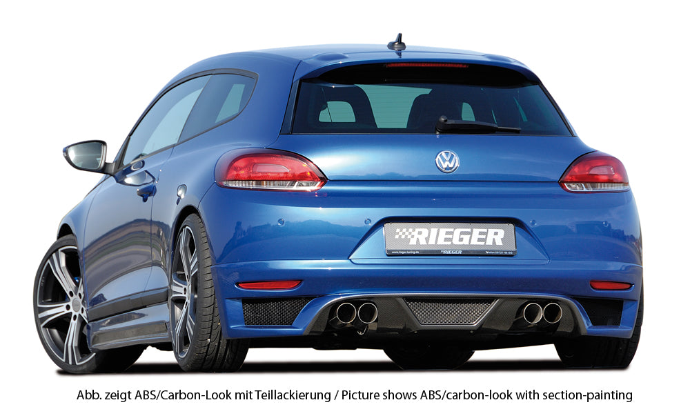 Rieger 00099771 VW 13 Mk3 Scirocco Rear Diffuser for Twin Tailpipe Left & Right - Carbon-Look