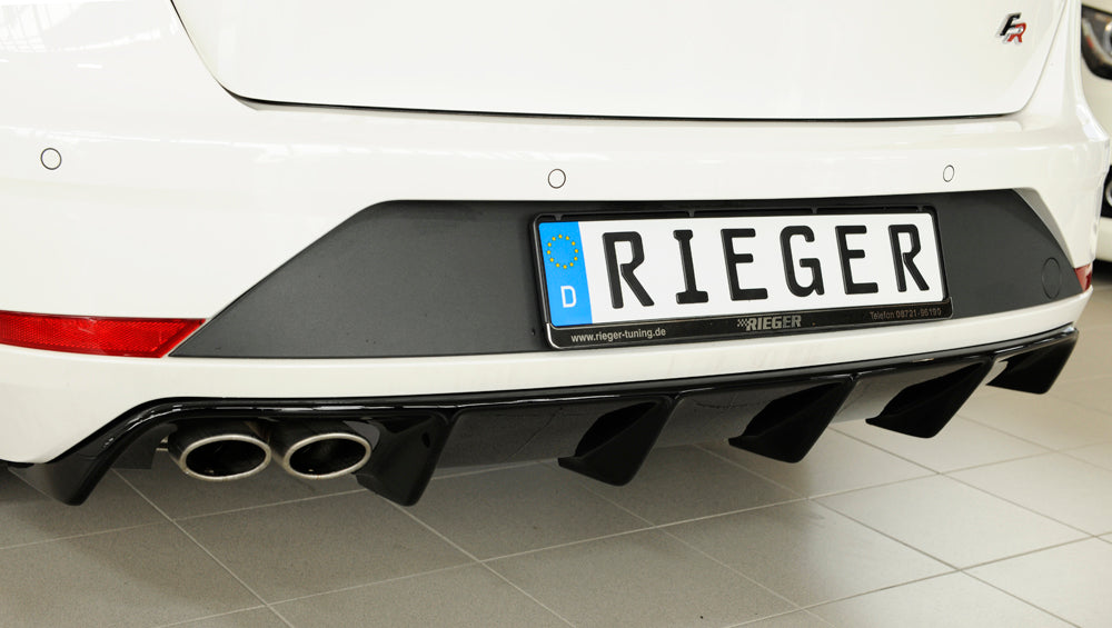 Rieger 00088134 SEAT 5F Leon FR Rear Diffuser for Twin Tailpipe Left - Glossy Black