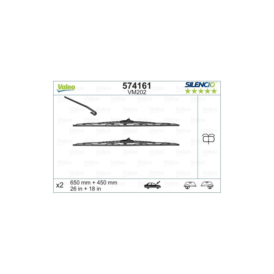 Valeo Silencio, Silencio Conventional Set 574161 Wiper Blade | Duco Car Parts UK Car Parts
