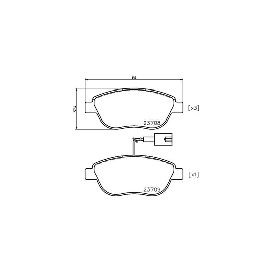 Hella 8DB 355 018 831 Brake Pad Set With Integrated Wear Warning Contact With Brake Caliper Screws With Accessories