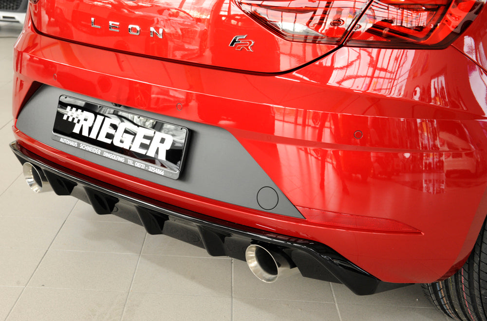 Rieger 00088133 SEAT 5F Leon FR Rear Diffuser for Sport Tailpipe Left & Right - Glossy Black