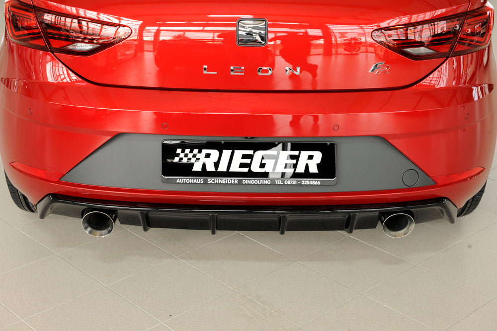 Rieger 00088133 SEAT 5F Leon FR Rear Diffuser for Sport Tailpipe Left & Right - Glossy Black