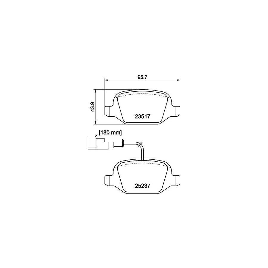 Hella 8DB 355 019 961 Brake Pad Set For Alfa Romeo Mito 955 With Integrated Wear Warning Contact With Brake Caliper Screws With Accessories