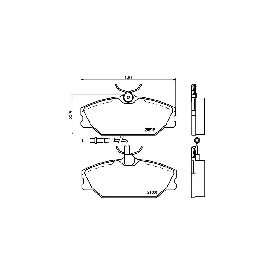 Hella 8DB 355 019 181 Brake Pad Set With Integrated Wear Warning Contact With Brake Caliper Screws